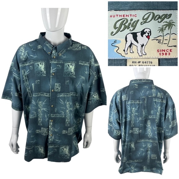 Big Dogs Shirts Big Dogs Mens 4x Shirt Tropical Short Sleeve Island